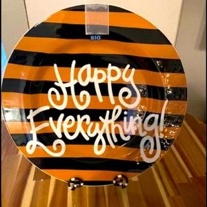 Happy Everything Striped Plate - Orange and Black